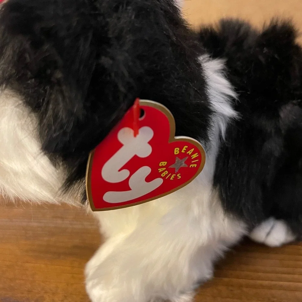 Ty Beanie Babies Dog Lot of 2 Poofie & Side-Kick Beagle Black Brown White Plush